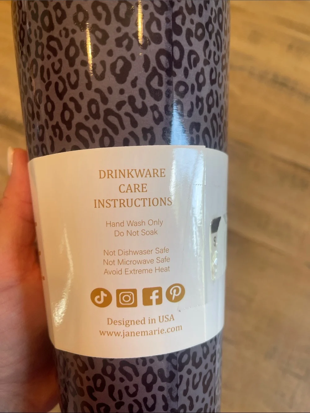Jane Marie Leopard Print Travel Tumbler in Dark Gray
